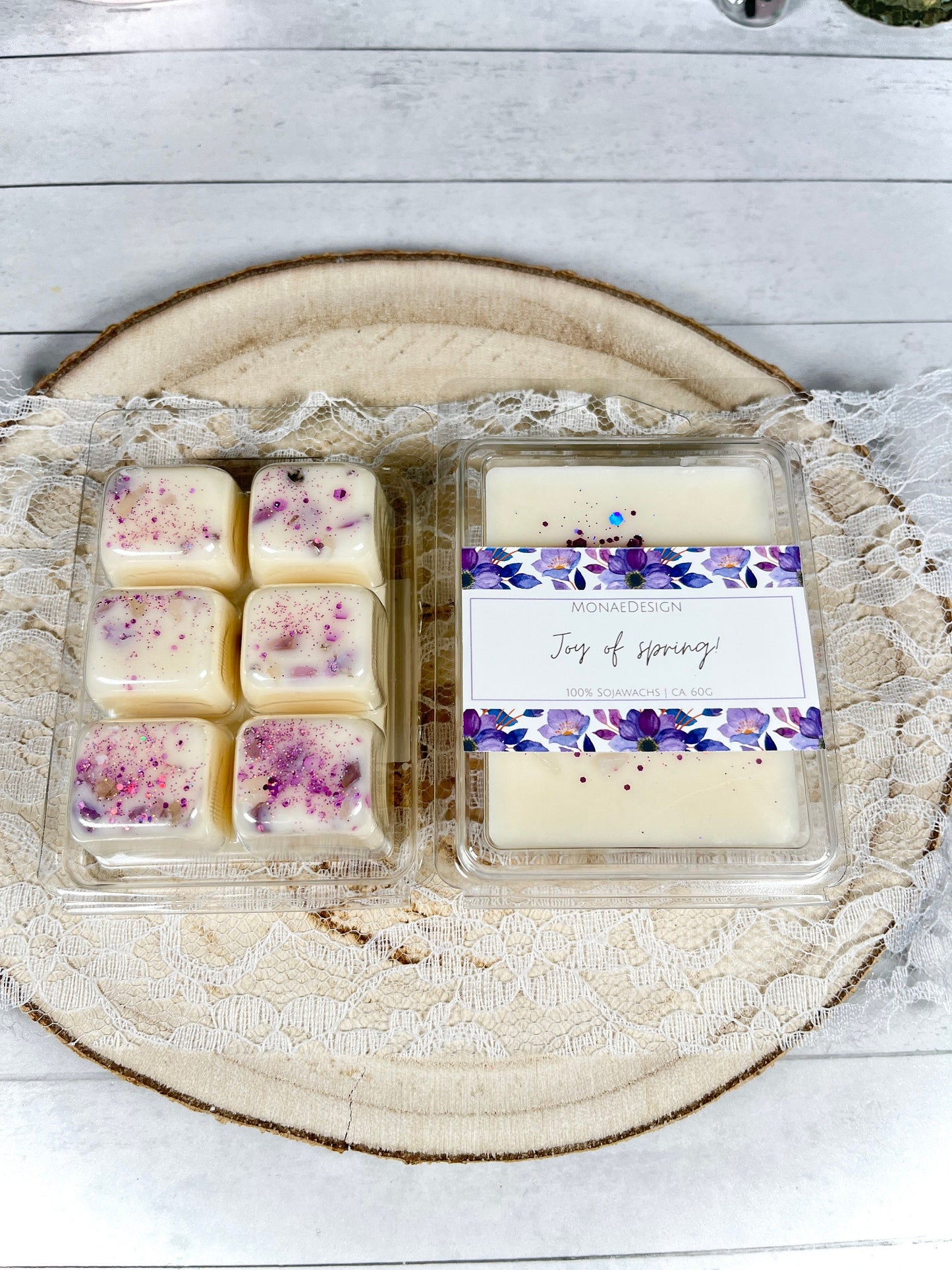 SET Wax Melts Frühling • getrocknete Blumen & Edelsteine • blumiger Duft