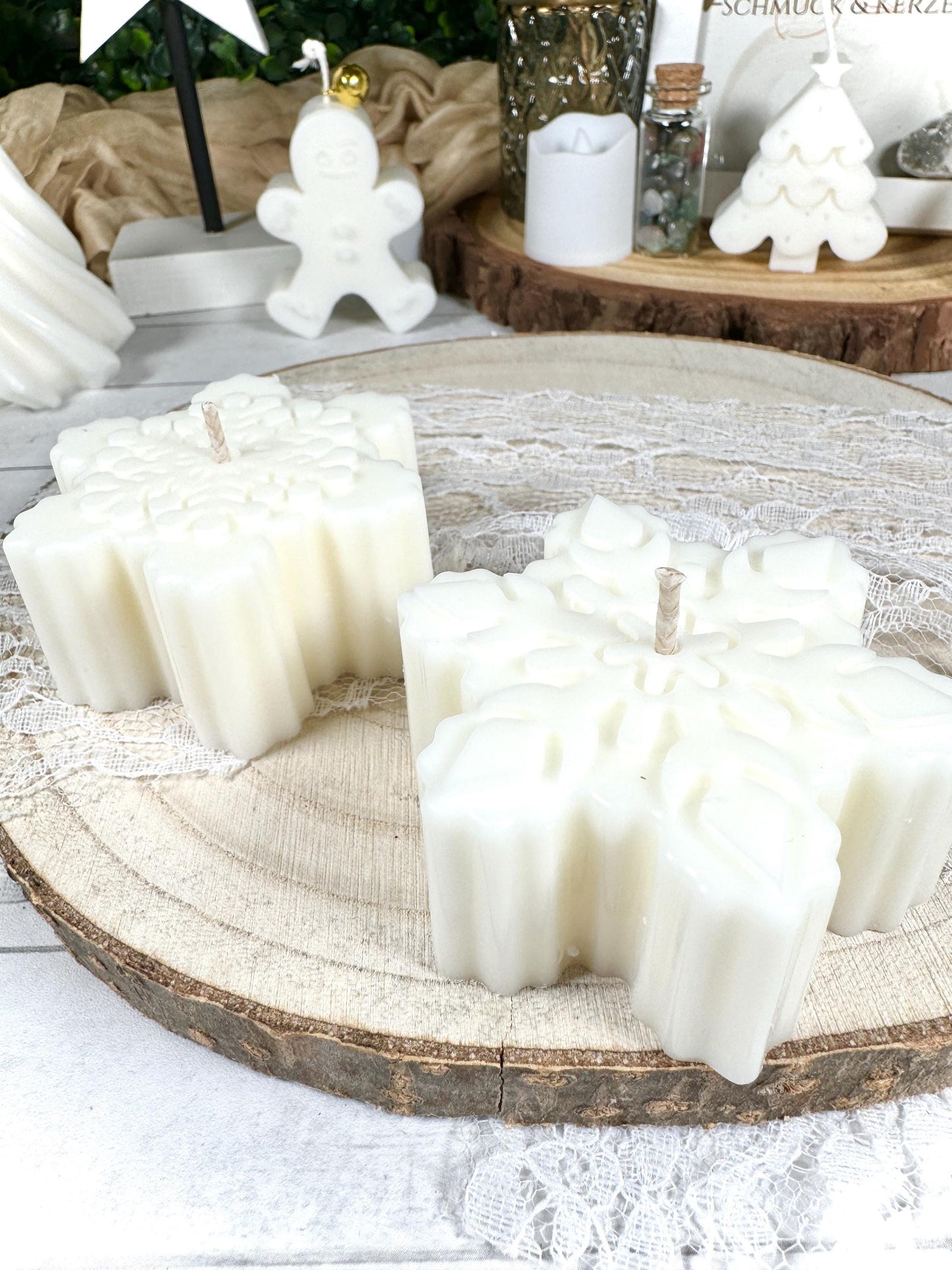 Schneeflocken Standkerze • 100% Sojawachs • Weihnachts-Edition • inkl. Geschenkbox