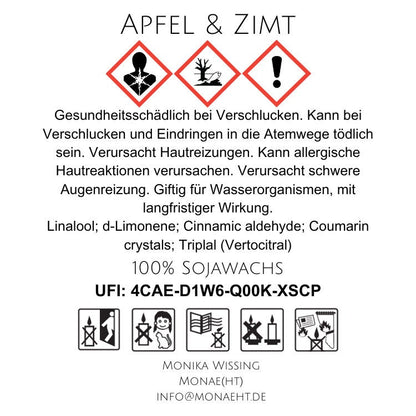 Duftkerze in Metalldose • Apfel & Zimt • Weihnachtsduft Duft • Sojawachskerze • Kerze als Geschenk
