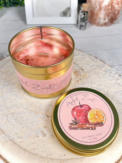 Duftkerze in Metalldose • Apfel & Zimt • Weihnachtsduft Duft • Sojawachskerze • Kerze als Geschenk