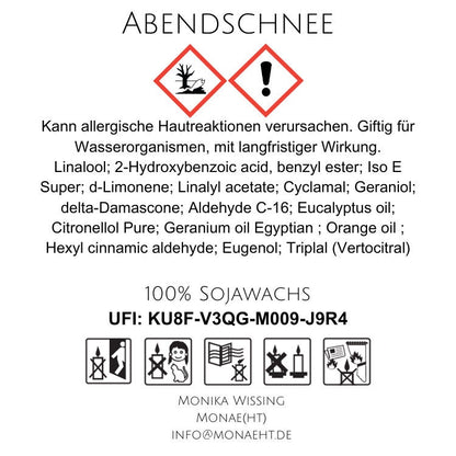 Wachs Melt • Evening Snow • 100% Sojawachs • süßlicher Weihnachtsduft
