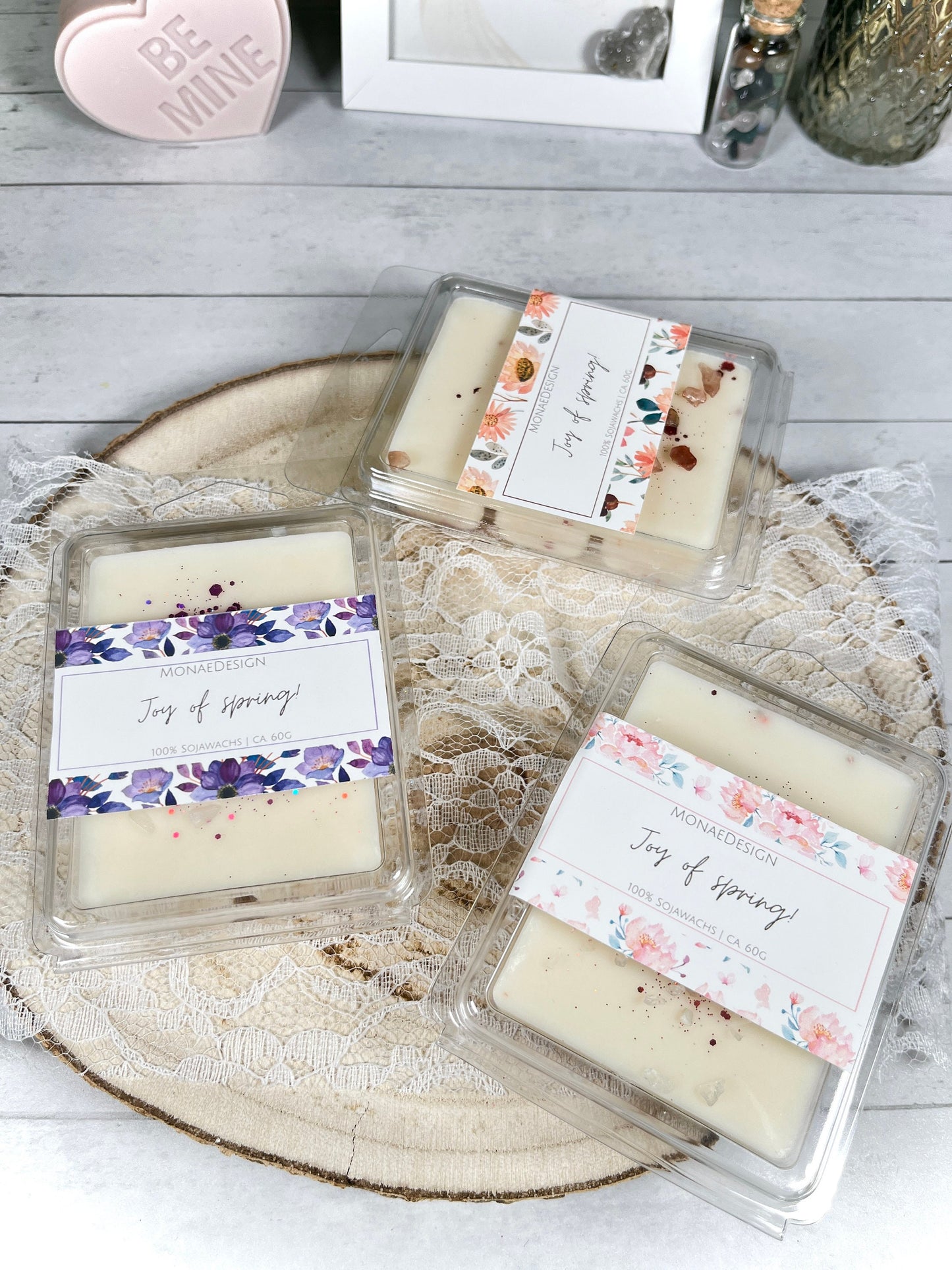 SET Wax Melts Frühling • getrocknete Blumen & Edelsteine • blumiger Duft