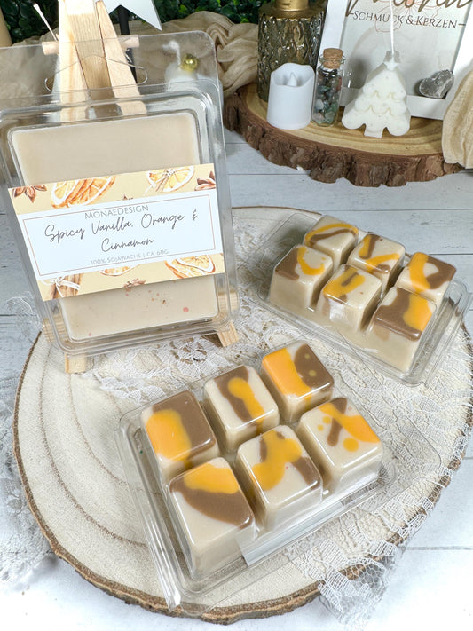 Wachs Melt • Spicy Vanille, Orange & Cinnamon • 100% Sojawachs • Fruchtiger Duft